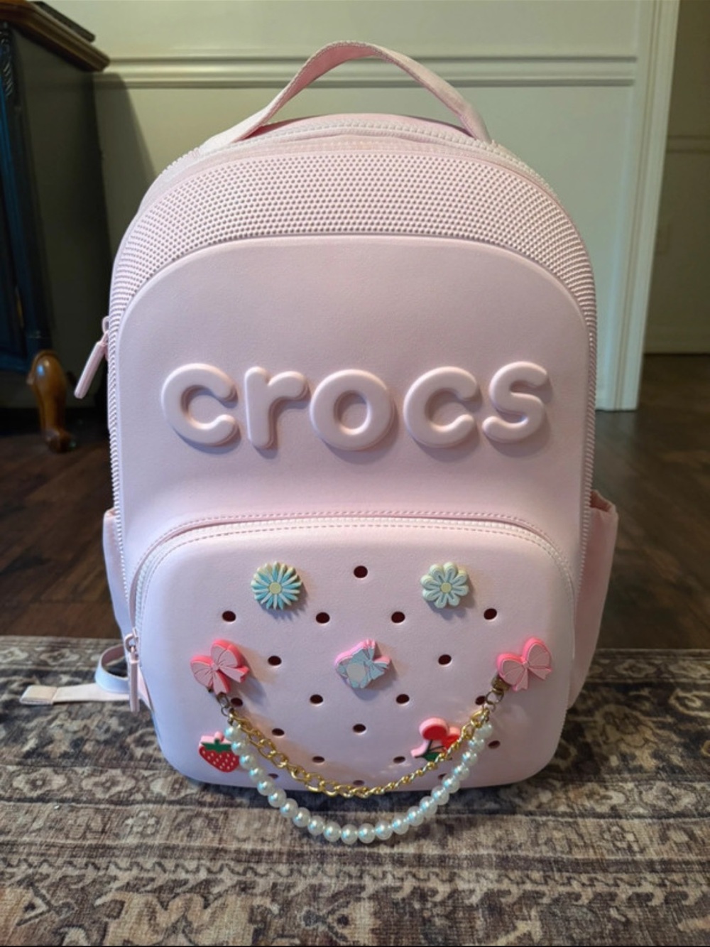 CROCS Kids Light Pink Mini Backpack with Charms